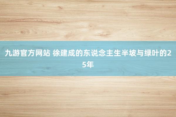 九游官方网站 徐建成的东说念主生半坡与绿叶的25年