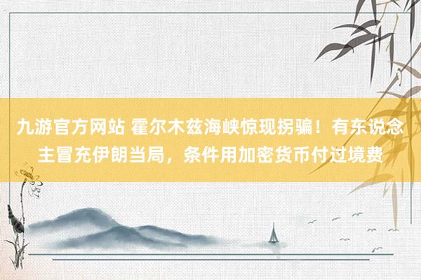 九游官方网站 霍尔木兹海峡惊现拐骗！有东说念主冒充伊朗当局，条件用加密货币付过境费