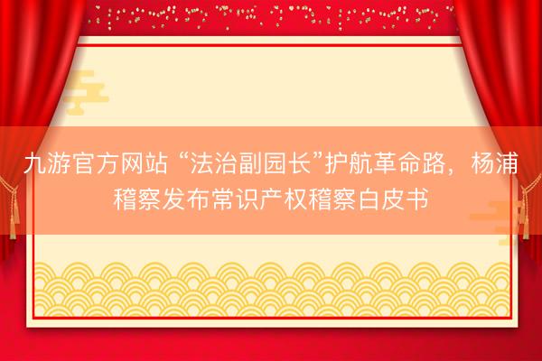 九游官方网站 “法治副园长”护航革命路，杨浦稽察发布常识产权稽察白皮书